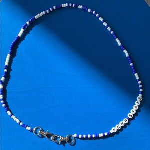 Blue and White Beaded Necklace PENN STATE